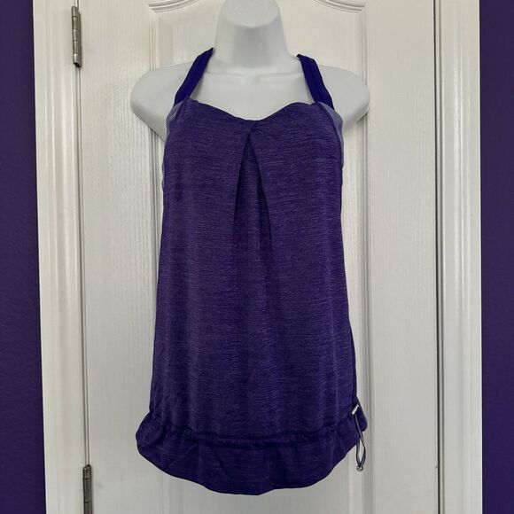 Lululemon Rest Less Tank Bra Top Bruised Berry Wee Stripe Purple Size 10 - Picture 3 of 9